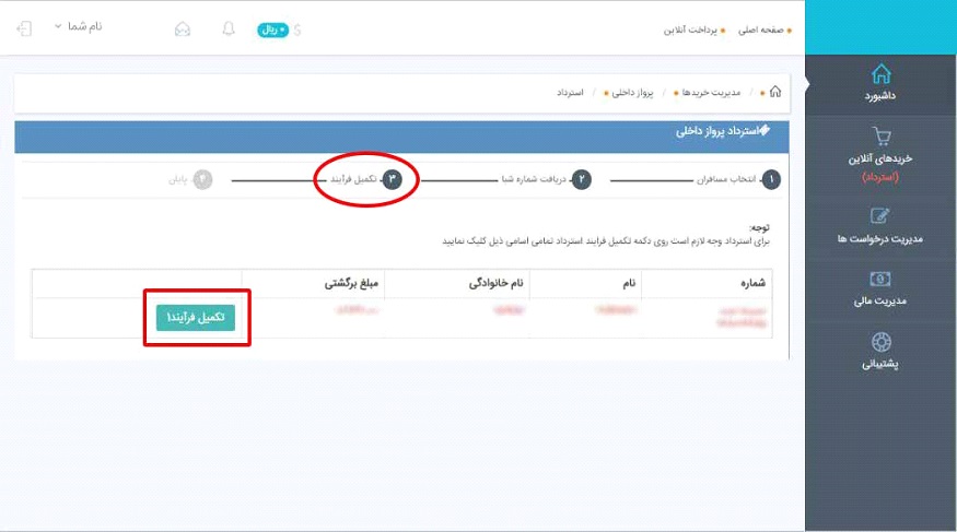 مراحل استرداد وجه