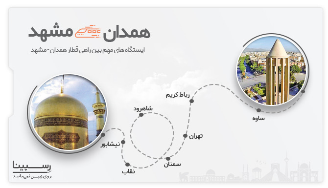 لیست ایستگاه های مهم بین راهی قطار همدان مشهد