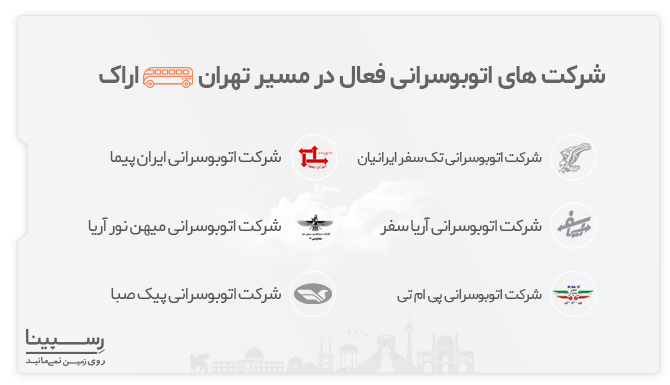 بلیط اتوبوس تهران اراک ترمینال جنوب