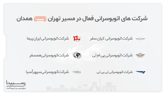 شرکت های اتوبوس رانی در مسیر تهران همدان بلیط اتوبوس تهران به همدان