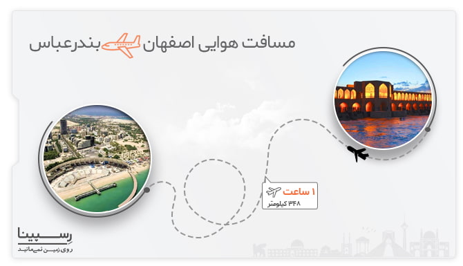 مسافت مسیر هوایی پرواز اصفهان به بندرعباس