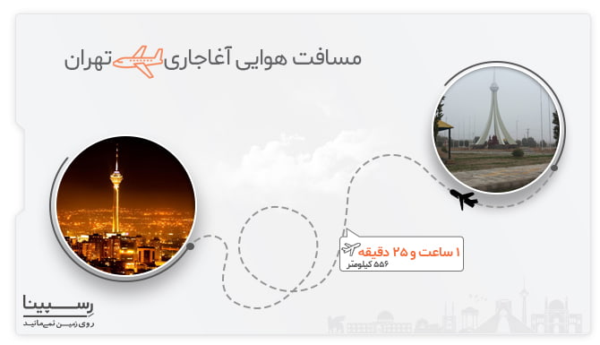 مسیر هوایی آغاجاری تهران مسیر هوایی آغاجاری تهران
