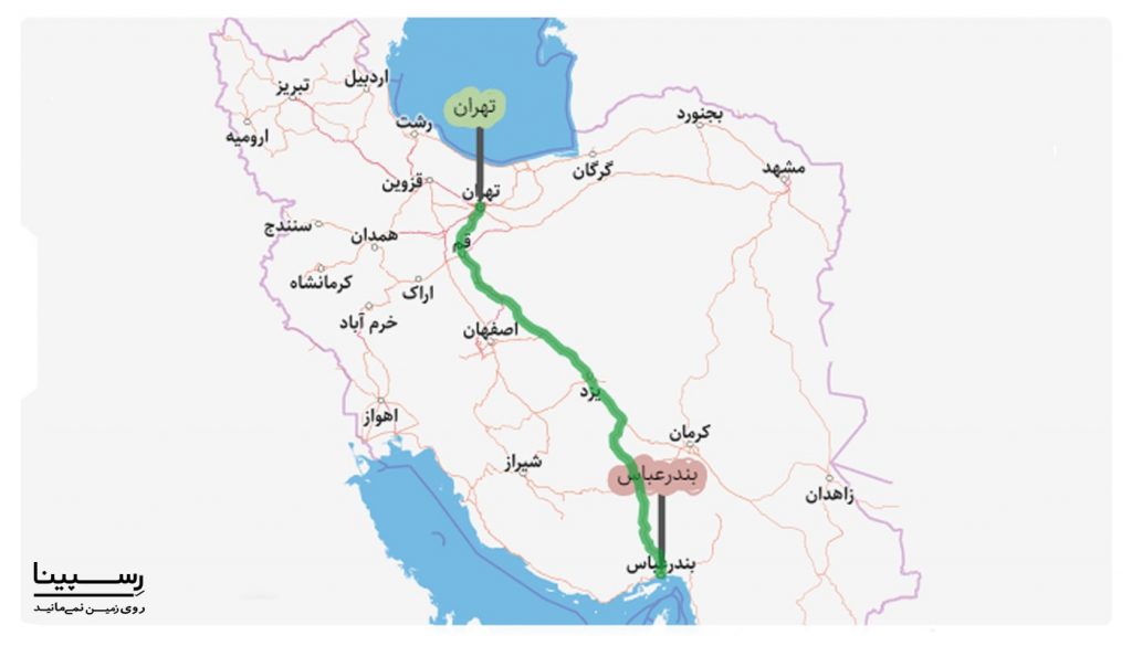 مسیر ریلی تهران به بندرعباس