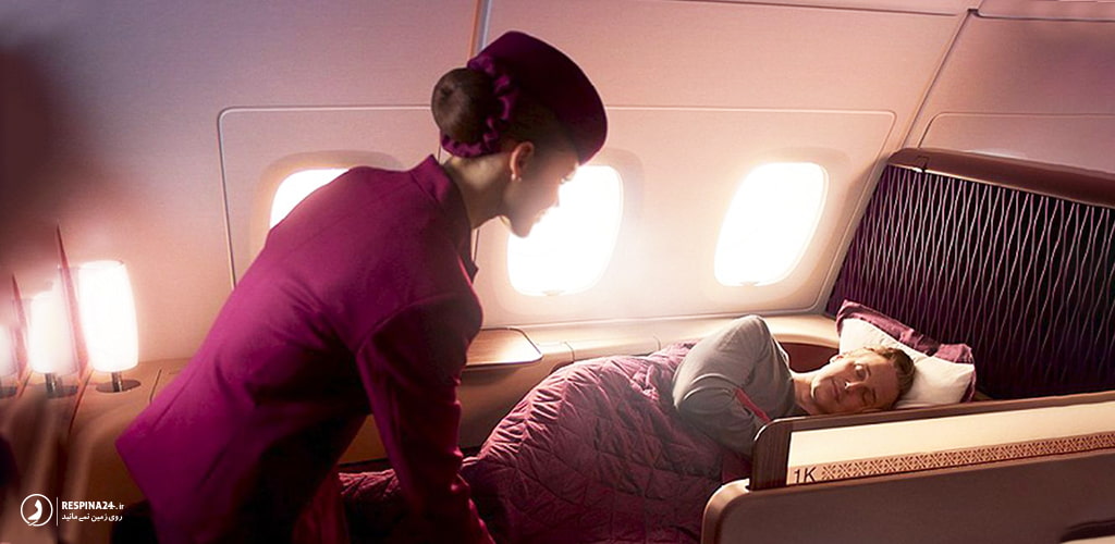 مسافر خوابیده در فرست کلاس قطر ایرویز