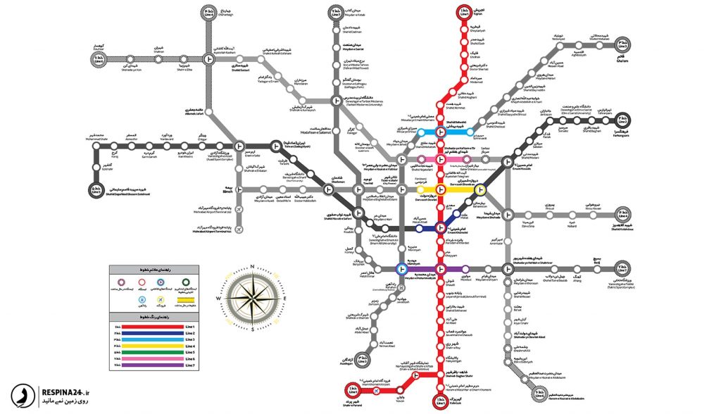 نقشه مترو تهران - خط 1