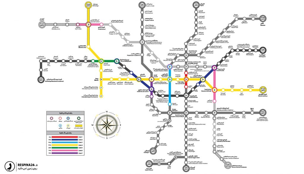 نقشه مترو تهران - خط 4