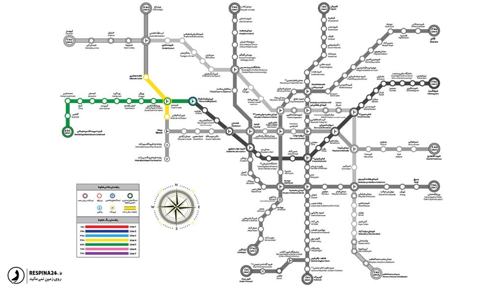 نقشه مترو تهران - خط 5