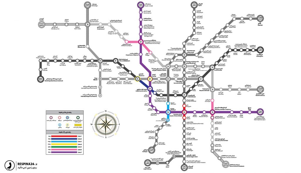 نقشه مترو تهران خط 7