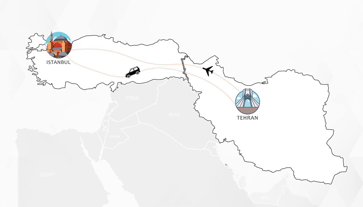 فاصله تهران تا استانبول با هواپیما و ماشین شخصی