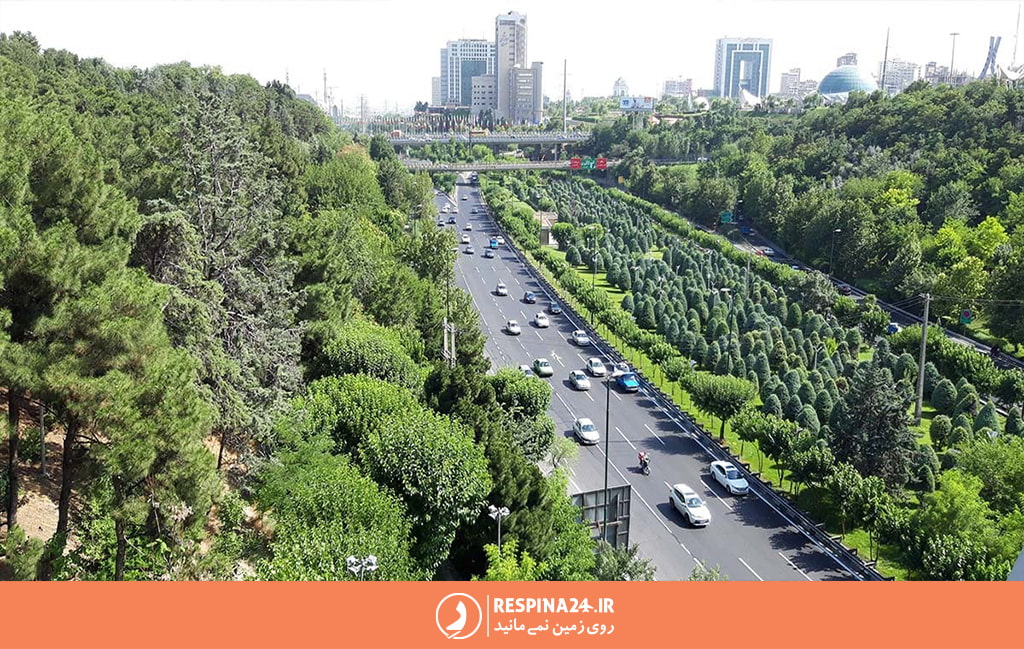 پارک ملت تهران از نمای بالا و بزرگراه آن
